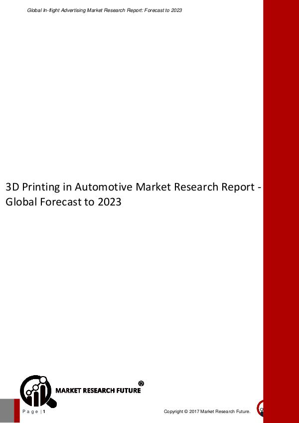 Asia Pacific Blood Glucose Test Strip Packaging Market Research Repor 3D Printing in Automotive Market Research Report -