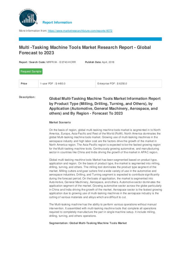 Asia Pacific Blood Glucose Test Strip Packaging Market Research Repor Multi -Tasking Machine Tools Market Report