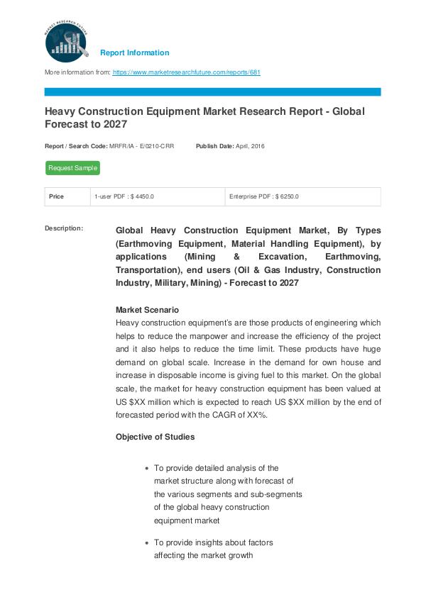 Global Heavy Construction Equipment Market Researc