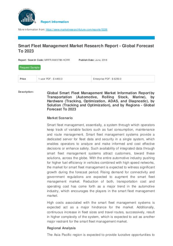 Asia Pacific Blood Glucose Test Strip Packaging Market Research Repor Smart Fleet Management Market Research Report - Gl