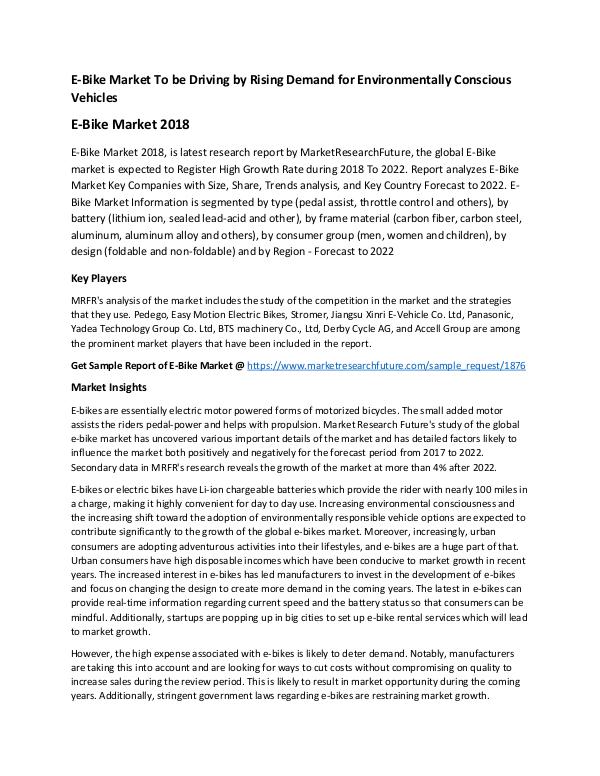 Global E-Bike Market Research Report 2019