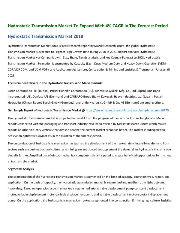 Hydrostatic Transmission Market191218