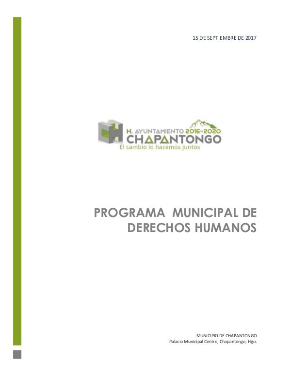 Programa Municipal de Derechos Humanos PROGRAMA MUNICIPAL DH