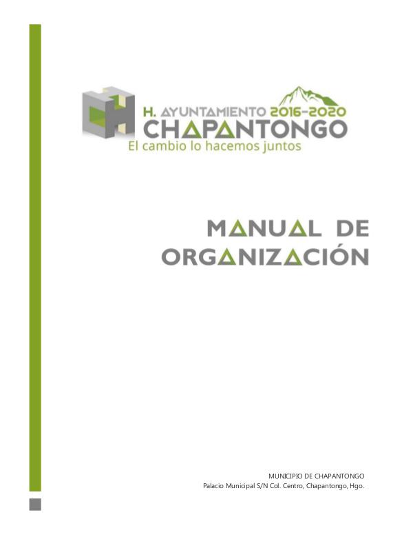 Manual de Organización Chapantongo, Hgo. 2016 -2020 Manual de Organización - Chapantongo v.1.0