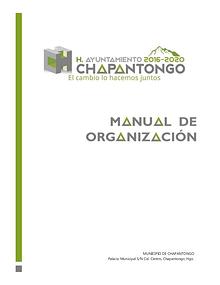 Manual de Organización Chapantongo, Hgo. 2016 -2020