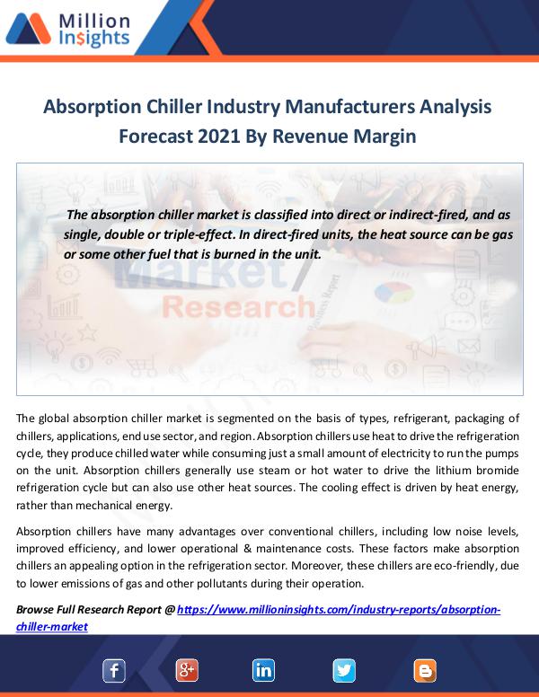 Market Revenue Absorption Chiller Industry Manufacturers Analysis