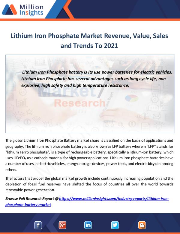 Market Revenue Lithium Iron Phosphate Market Revenue, Value