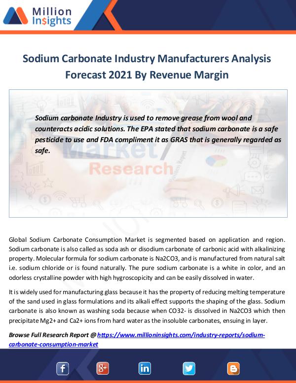 Market Revenue Sodium Carbonate Industry Manufacturers Analysis