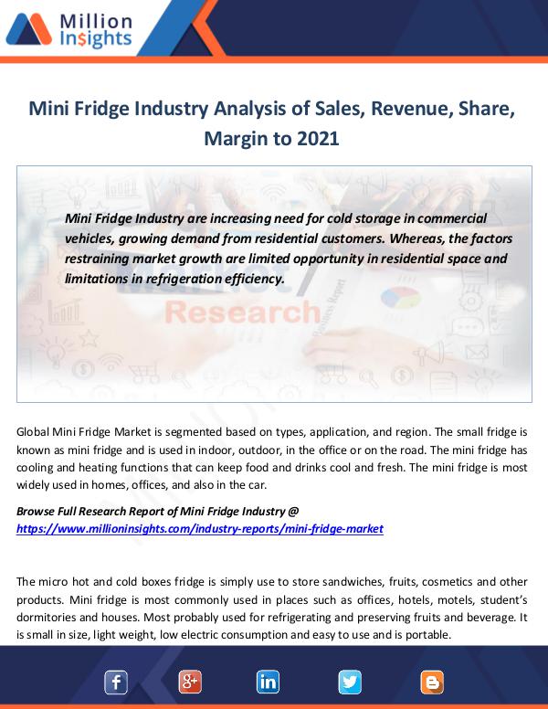 Mini Fridge Industry Analysis of Sales, Revenue