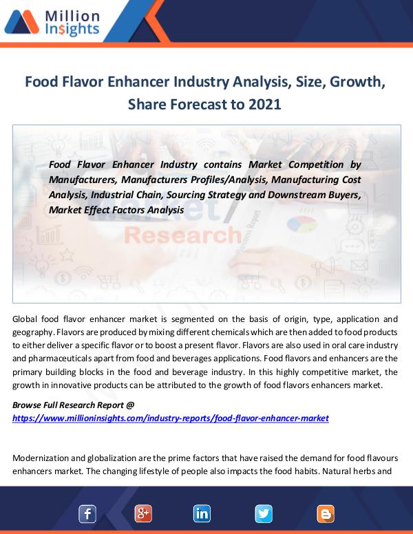 Market Revenue Food Flavor Enhancer Industry Analysis, Size