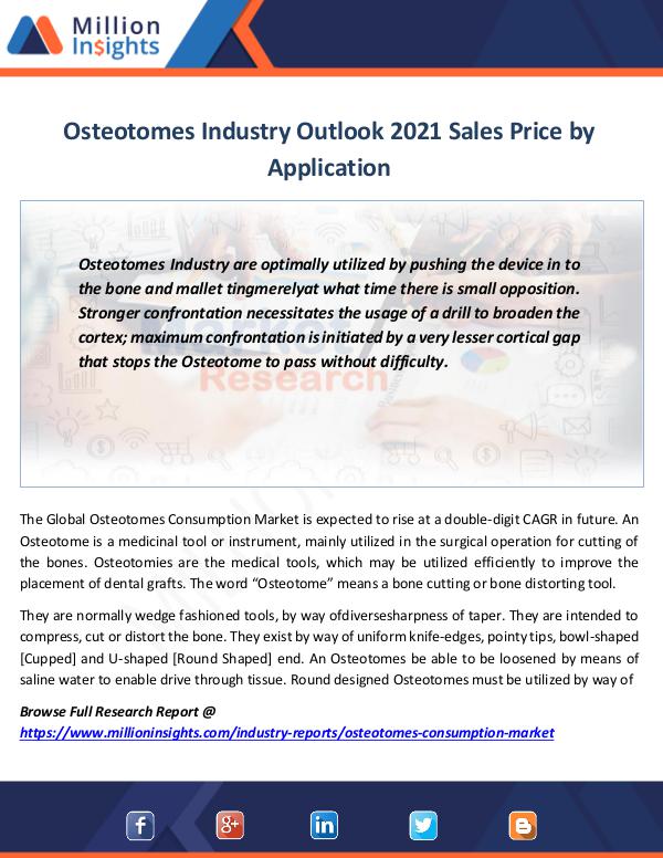 Osteotomes Industry Outlook 2021 Sales Price