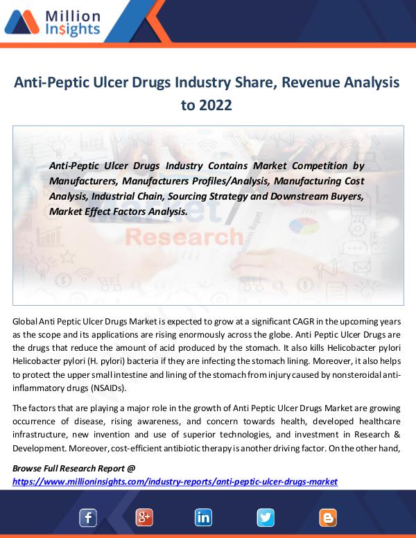 Anti-Peptic Ulcer Drugs Industry Share, Revenue