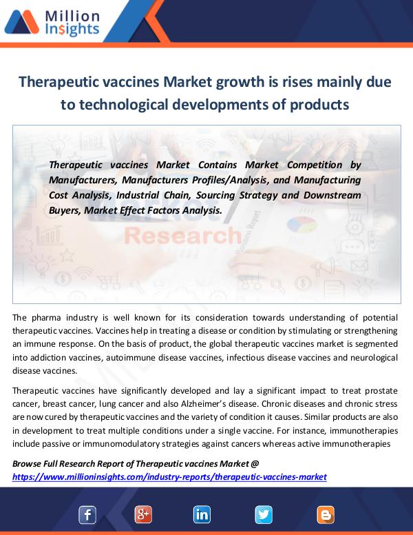 Therapeutic vaccines Market growth rises in 2022