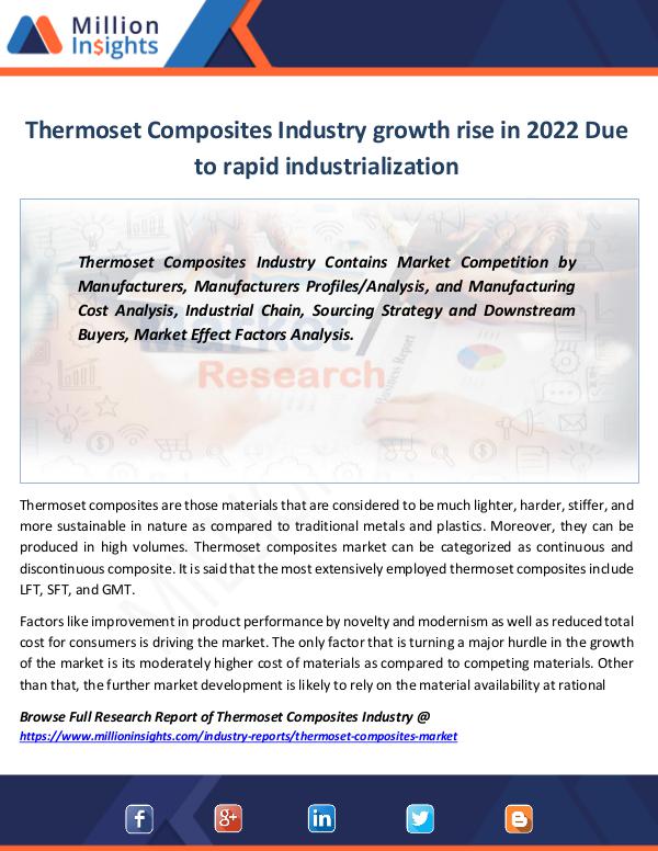 Market Revenue Thermoset Composites Industry growth rise in 2022