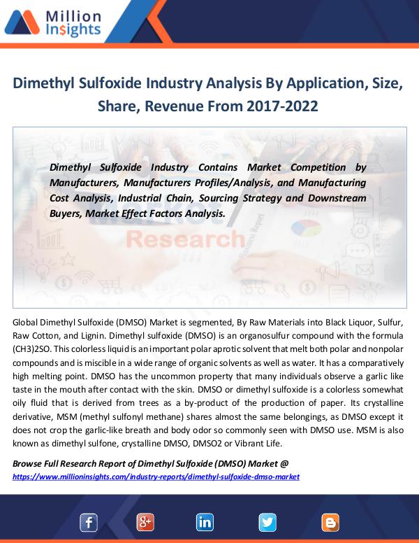 Dimethyl Sulfoxide Industry Analysis by 2022