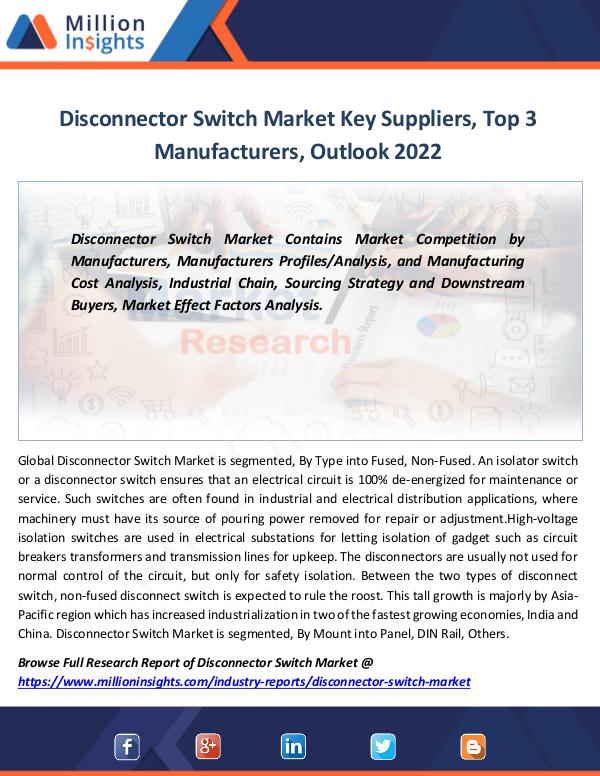 Market Revenue Disconnector Switch Market Key Suppliers by 2022