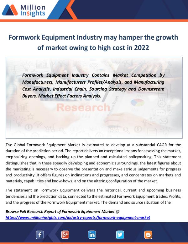 Market Revenue Formwork Equipment Industry may hamper the growth