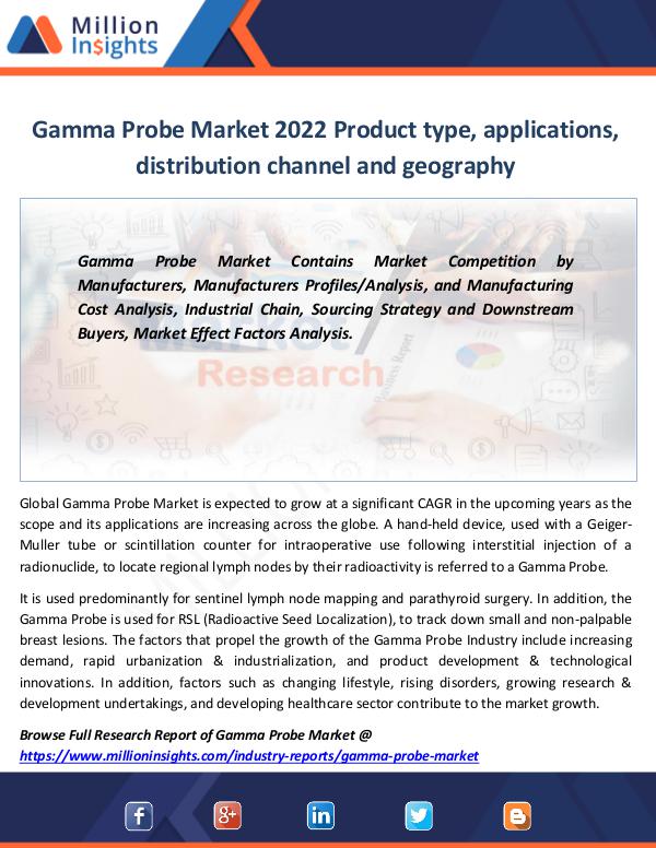 Gamma Probe Market 2022 Product type, applications