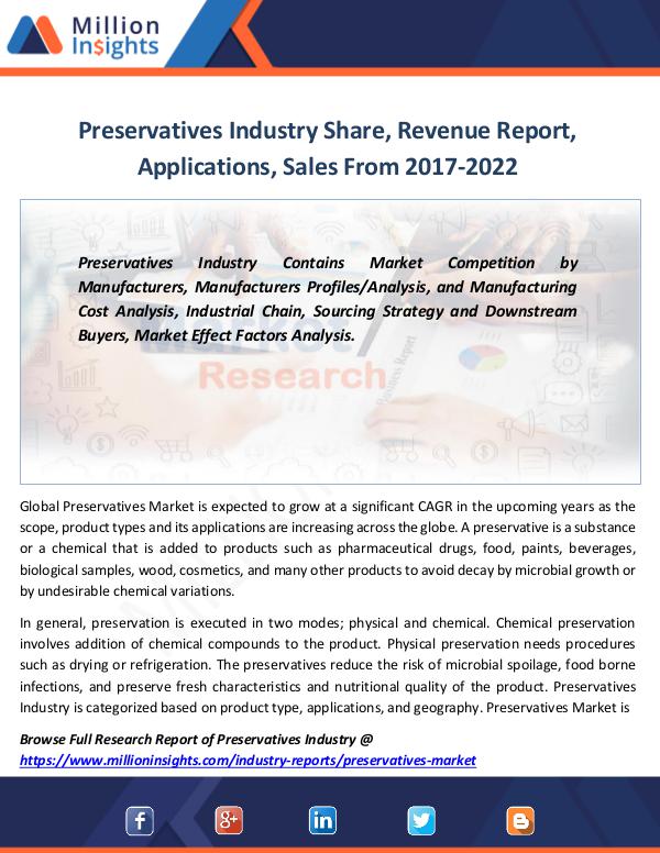 Market Revenue Preservatives Industry Share, Revenue Report