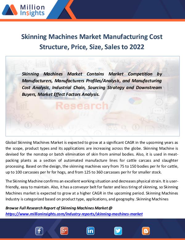 Skinning Machines Market Manufacturing Cost 2022