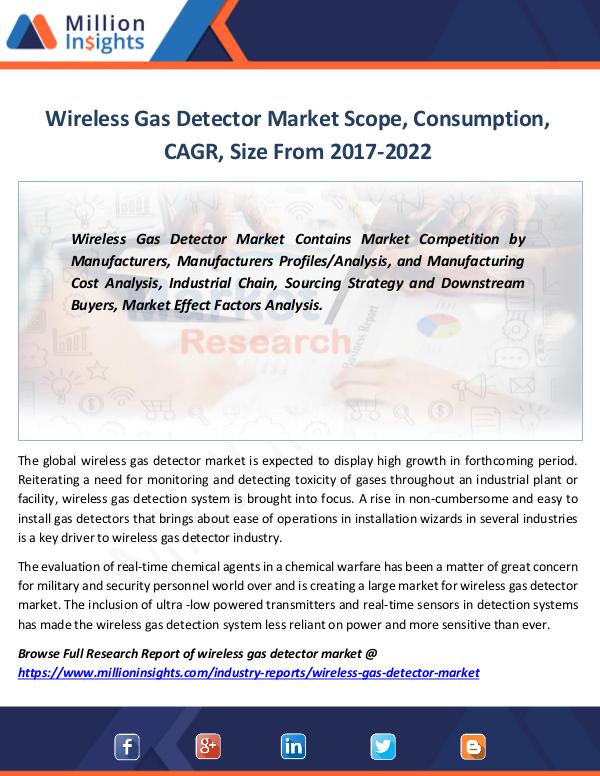 Market Revenue Wireless Gas Detector Market Scope, Consumption