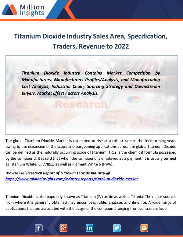 Market Revenue Titanium Dioxide Industry Sales Area 2022