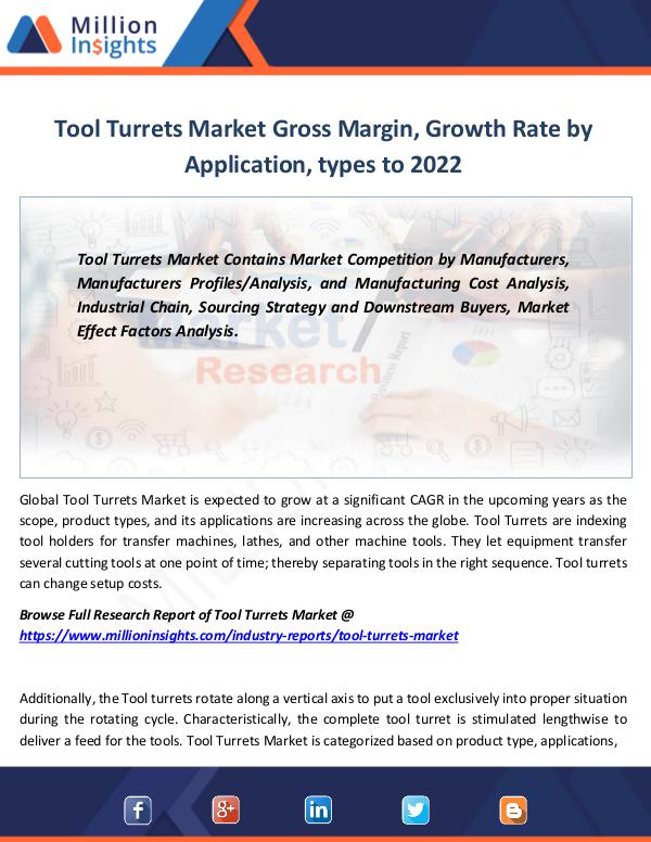Tool Turrets Market Gross Margin, Growth Rate 2022