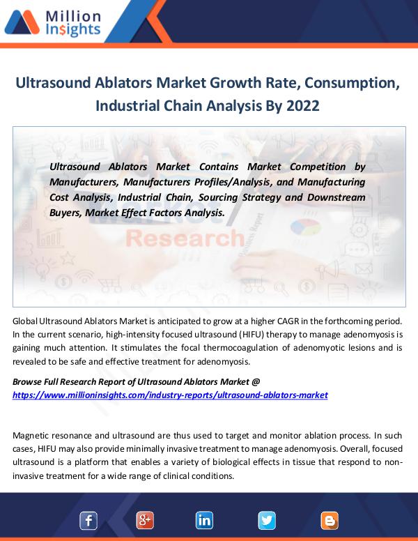 Market Revenue Ultrasound Ablators Market Growth Rate By 2022