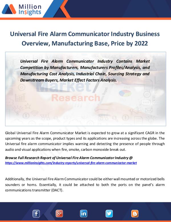 Market Revenue Universal Fire Alarm Communicator Industry by 2022