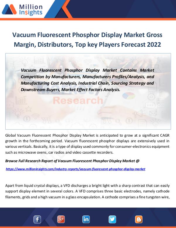 Market Revenue Vacuum Fluorescent Phosphor Display Market By 2022