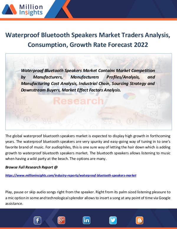 Waterproof Bluetooth Speakers Market Traders 2022