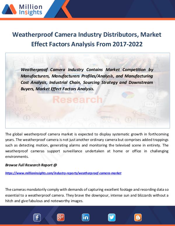 Weatherproof Camera Industry Distributors, Market