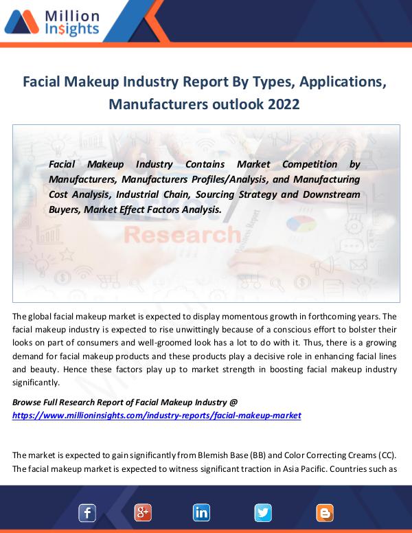 Market Revenue Facial Makeup Industry Report By Types by 2022