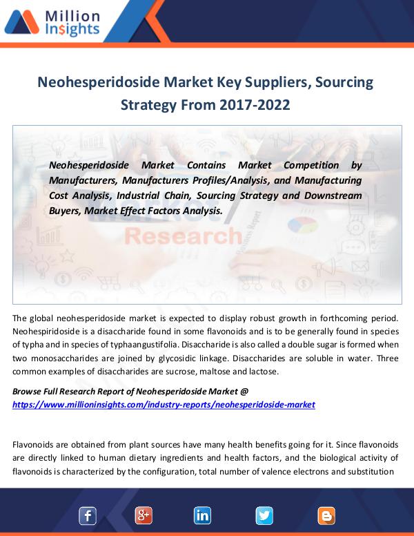 Market Revenue Neohesperidoside Market Key Suppliers By 2022