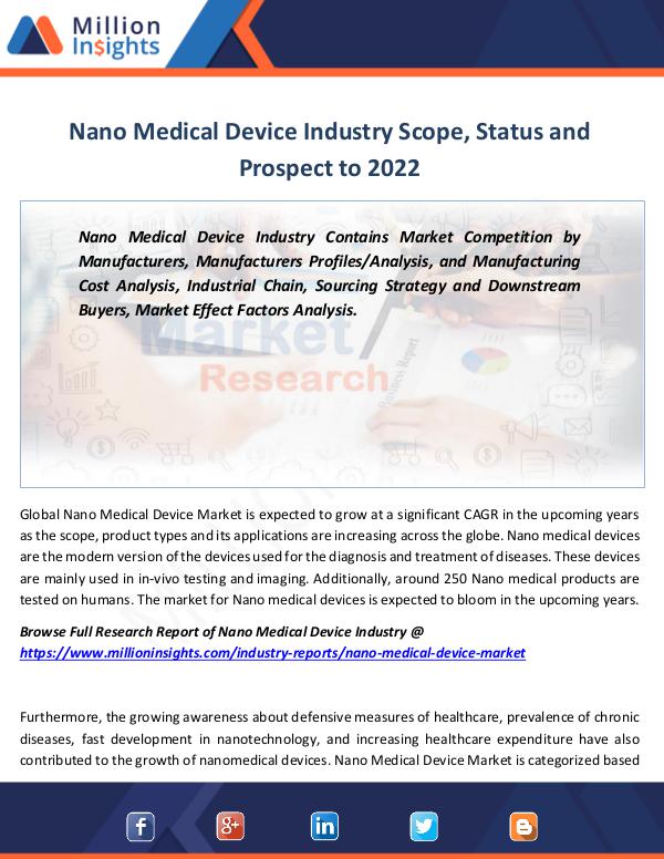 Market Revenue Nano Medical Device Industry Scope, Status 2022