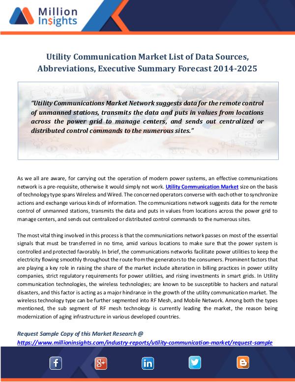 Utility Communication Market List of Data Sources