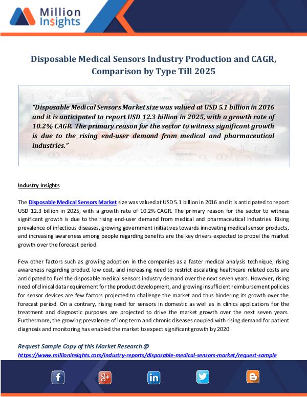 Market Revenue Disposable Medical Sensors Industry Production