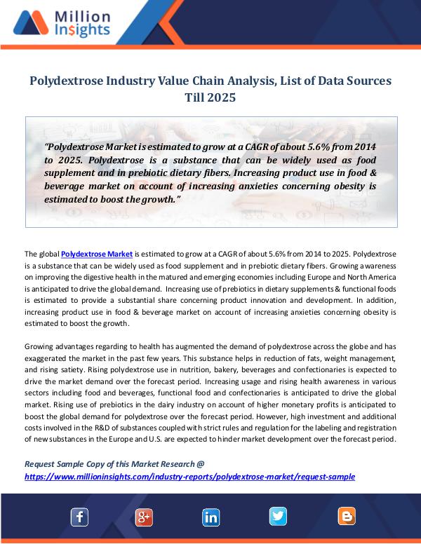 Polydextrose Industry Value Chain Analysis