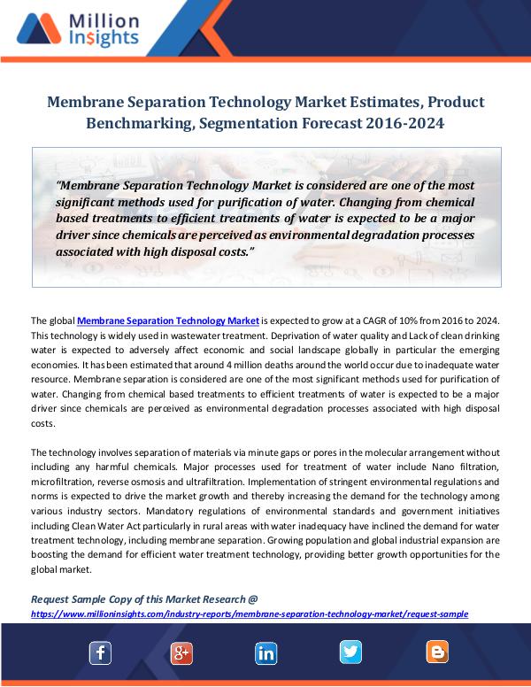 Market Revenue Membrane Separation Technology Market Estimates