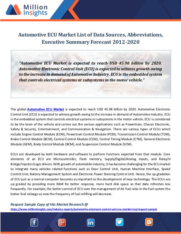 Market Revenue Automotive ECU Market List of Data Sources