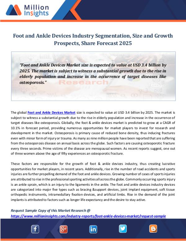 Market Revenue Foot and Ankle Devices Industry Segmentation, Size