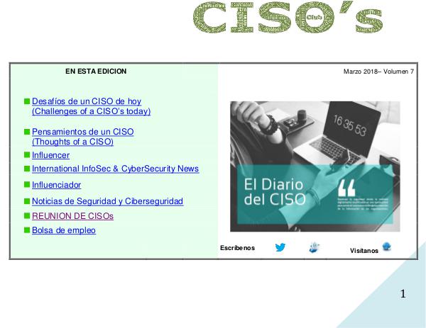 El Diario del CISO (The CISO Journal) Volumen 7 2018