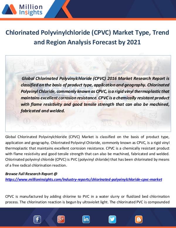 Chlorinated Polyvinylchloride (CPVC) Market