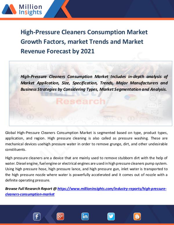 Market World High-Pressure Cleaners Consumption Market