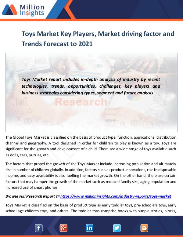 Toys Market Key Players, Market