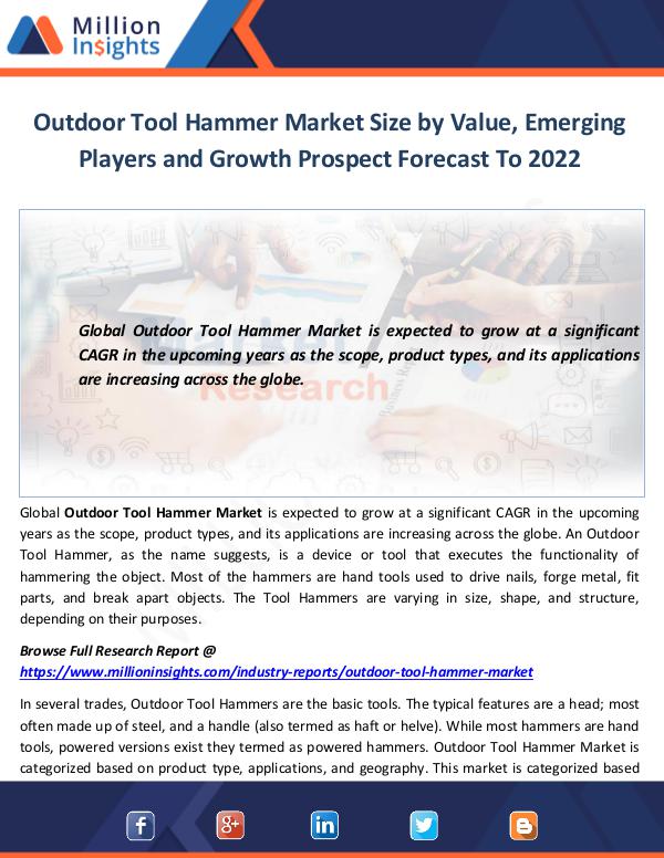 Market World Outdoor Tool Hammer Market Size