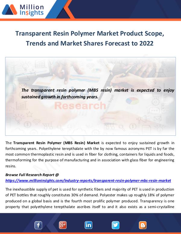 Market World Transparent Resin Polymer Market