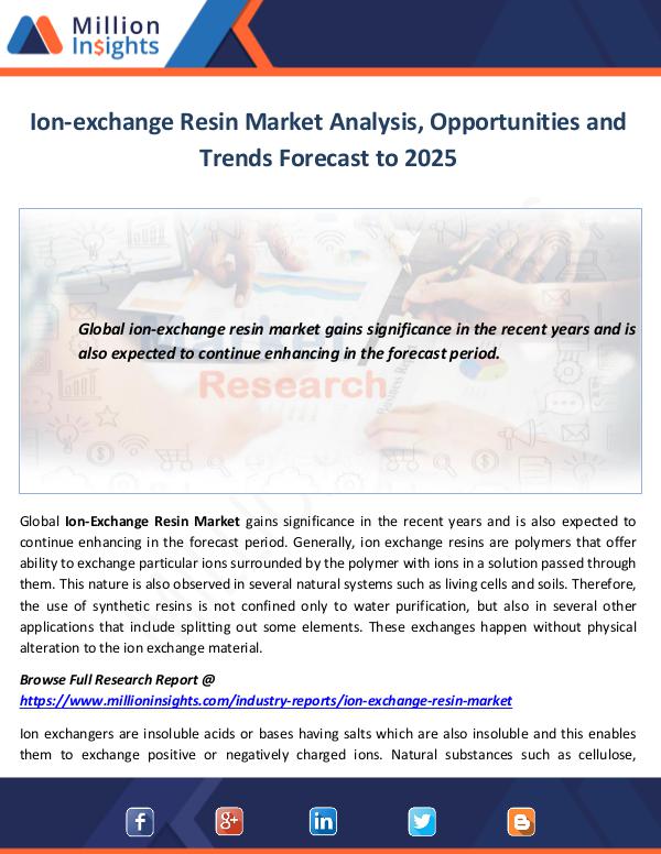 Market World Ion-exchange Resin Market Analysis