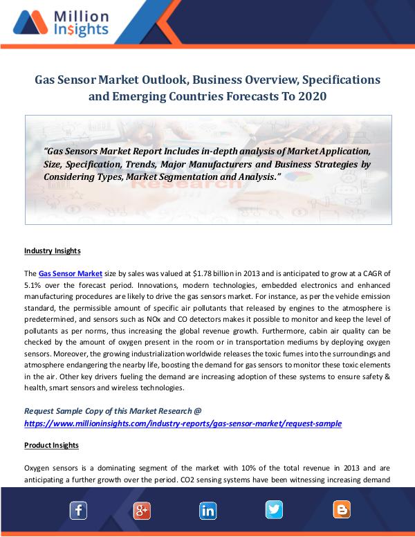 Market World Gas Sensor Market Outlook