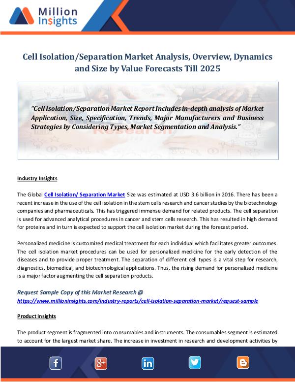 Cell Isolation Separation Market Analysis